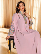 Elegant Muslim Women's Long Robe with Colorful Embroidery, Perfect for All Seasons, Stylish and Comfortable Clothing
