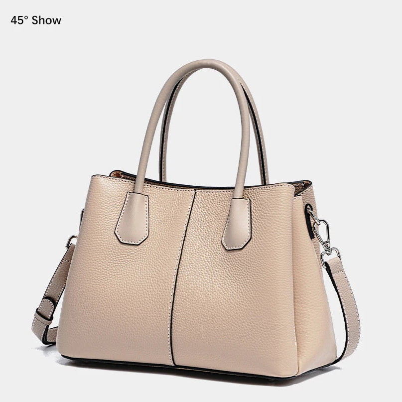 Women’s White Leather Top Handle Bag