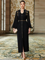 Women's Handmade Beaded Robe, Comfortable Fashion Long Dress, Elegant Evening Wear, Stylish Home Clothing