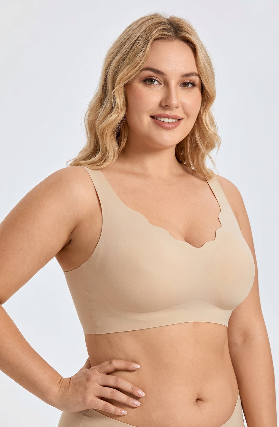 Curveins Ruffle Jelly Bra No Underwire Seamless Push Up Support Comfortable Wireless Everyday Bra