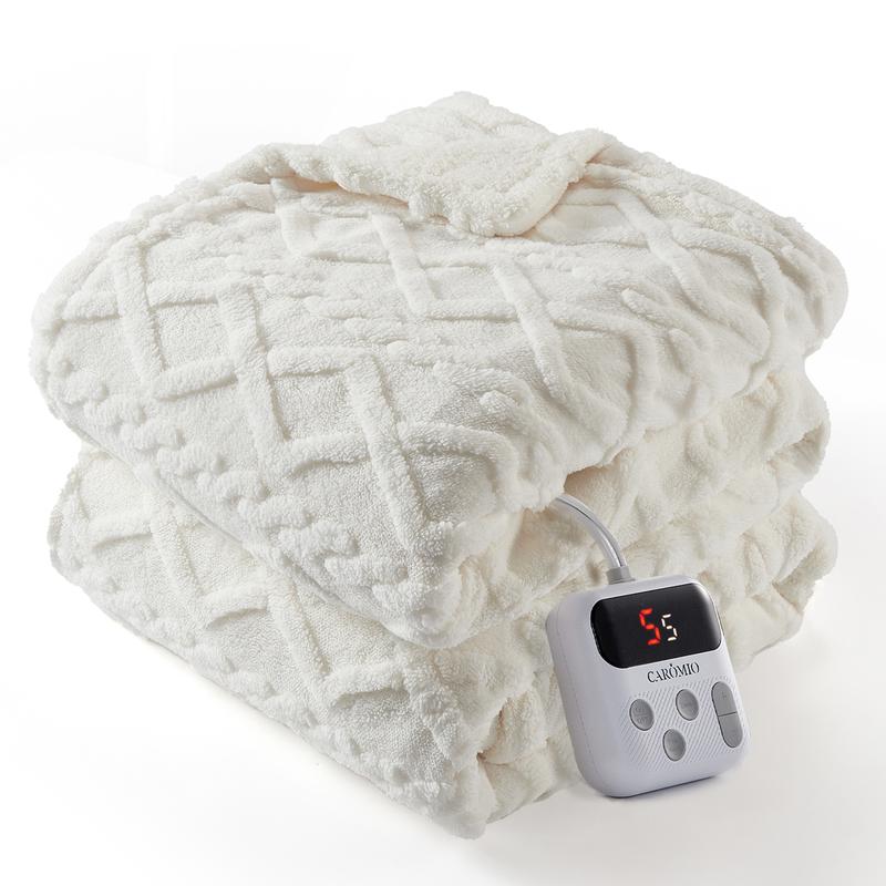 Heated Throw Blanket - Thick Tufted Sherpa Electric Blanket Throw with 10 Heating Levels and 10 Time Settings, ETL Certified Machine Washable Fast Heating Blanket Throw 50