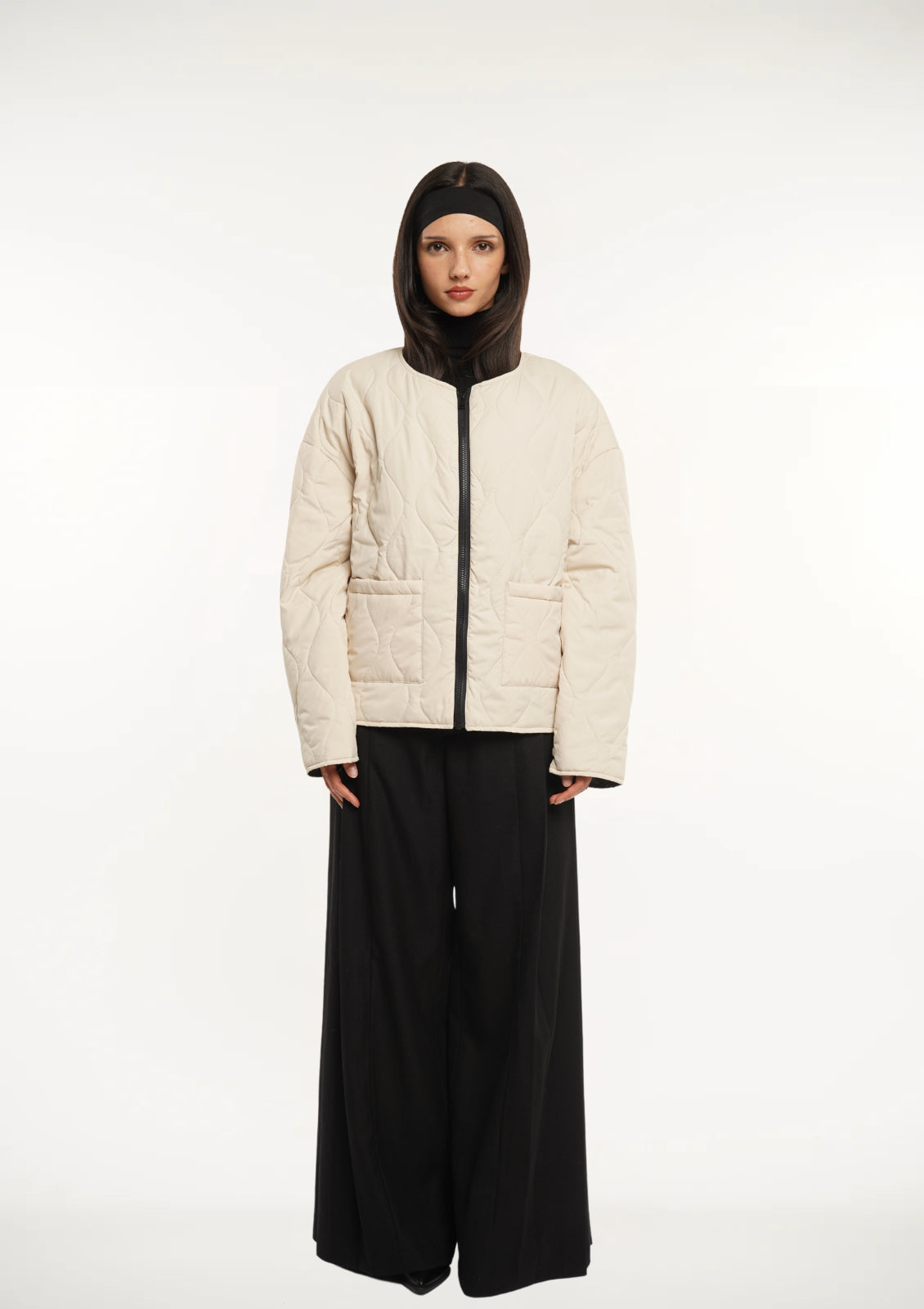 Women's Thin Round Neck Quilted Jacket