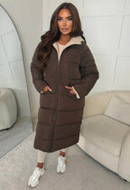 Double Trouble Black Reversible Borg Padded Puffer Coat