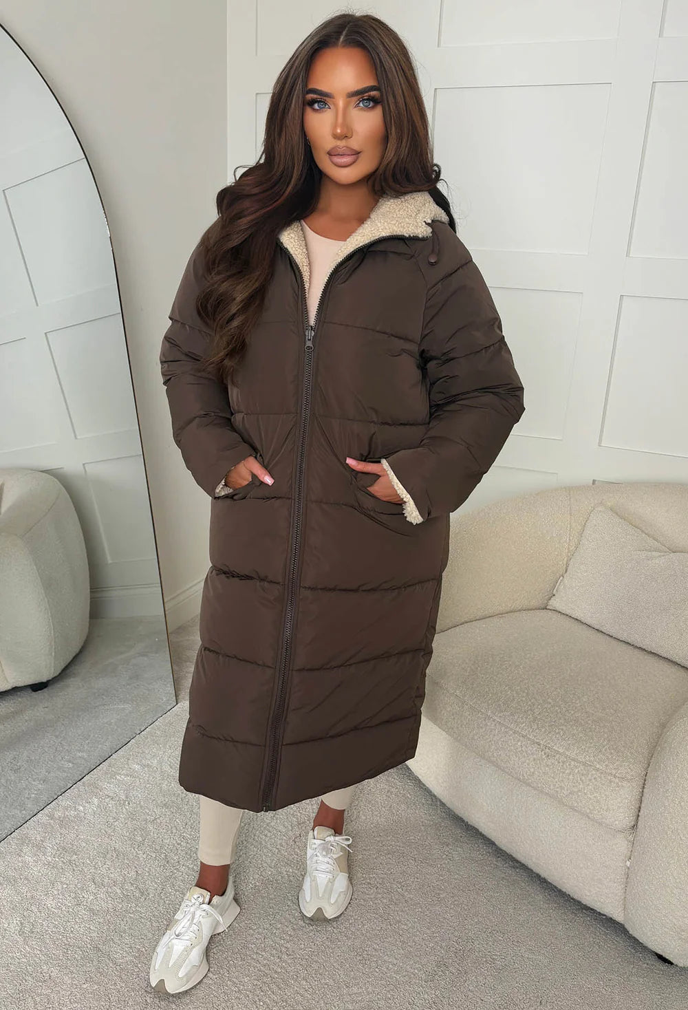 Double Trouble Black Reversible Borg Padded Puffer Coat