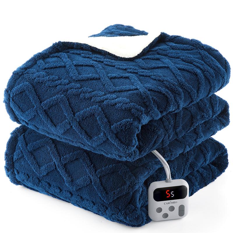 Heated Throw Blanket - Thick Tufted Sherpa Electric Blanket Throw with 10 Heating Levels and 10 Time Settings, ETL Certified Machine Washable Fast Heating Blanket Throw 50
