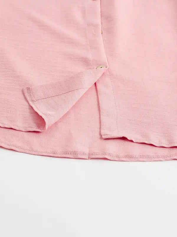 Women's Solid Button Front Shirt & Tie Front Wide Leg Pants Two-piece Set, Casual Drop Shoulder Long Sleeve Blouse Top & Trousers 2 Piece Set for Spring & Fall, Women's Clothes for Daily Wear Womenswear Suits Apricot Basic Minimalist