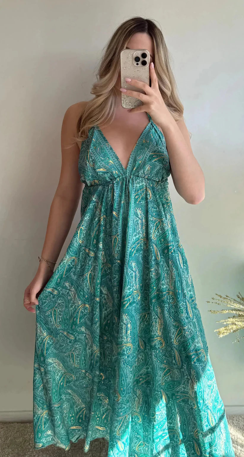 Women's Bohemian Chic Maxi Dress-red