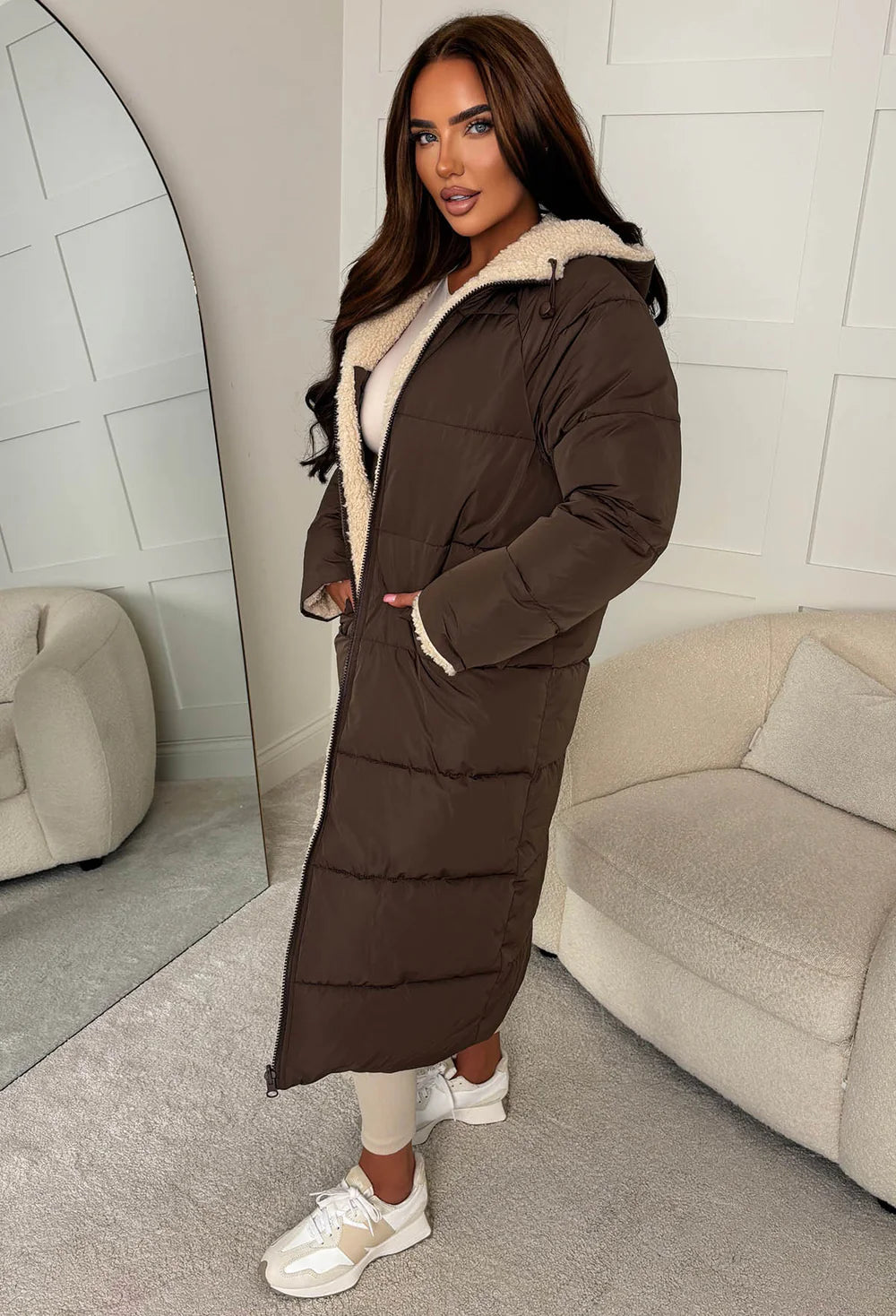 Double Trouble Black Reversible Borg Padded Puffer Coat