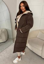Double Trouble Black Reversible Borg Padded Puffer Coat