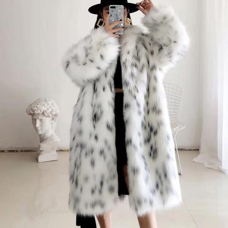 New Custom Women's Imitation Fox Fur Coat Thick Loose Lapel Top