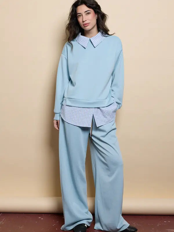 Women's two-piece set, including a top and trousers