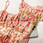 Women's Casual Bohemian Floral Maxi Sundress - Summer Spaghetti Strap Smocked Tiered Beach Dress with Pockets, Plus Size, Boho Clothes for Women