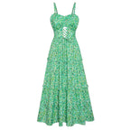 Women's Casual Bohemian Floral Maxi Sundress - Summer Spaghetti Strap Smocked Tiered Beach Dress with Pockets, Plus Size, Boho Clothes for Women