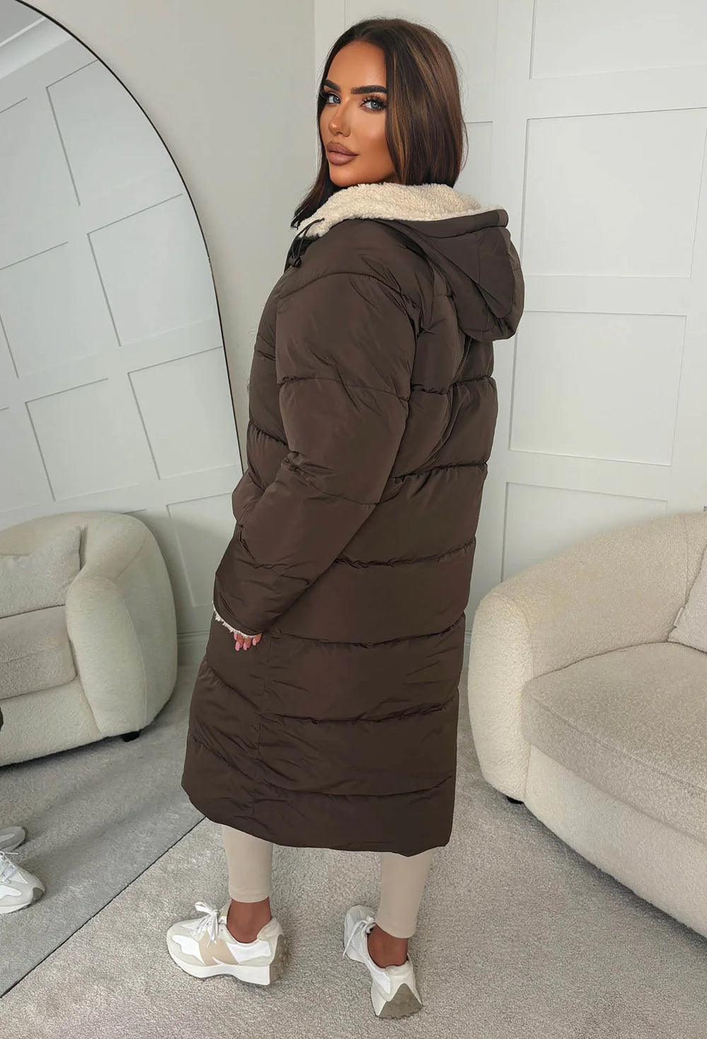 Double Trouble Black Reversible Borg Padded Puffer Coat