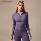 Women's Full Zip Long Sleeved Sports Jacket Slim Fit Quick Dry Stretch Fabric with Thumb Holes for Running Yoga Gym Workout Outfits Activewear