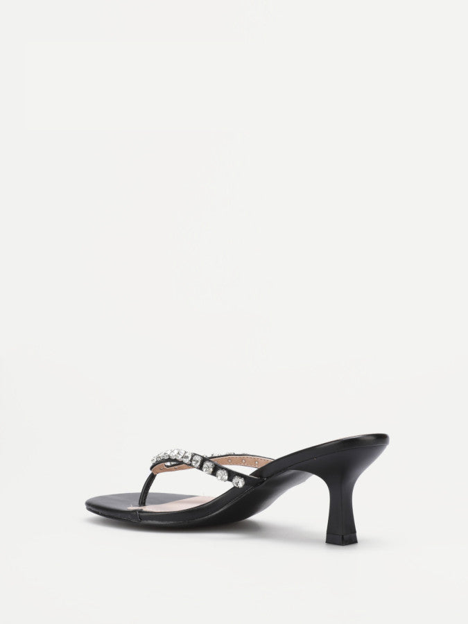 Tongs à strass et talon bobine
