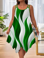 Plus Size All Over Print Asymmetrical Hem Cami Dress