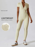 Women's high-neck, sturdy-zip sports jumpsuit