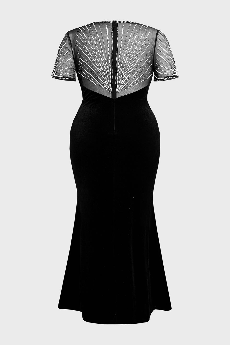 Curveins Plus Size Round Neck Sequin Mermaid Maxi Dress