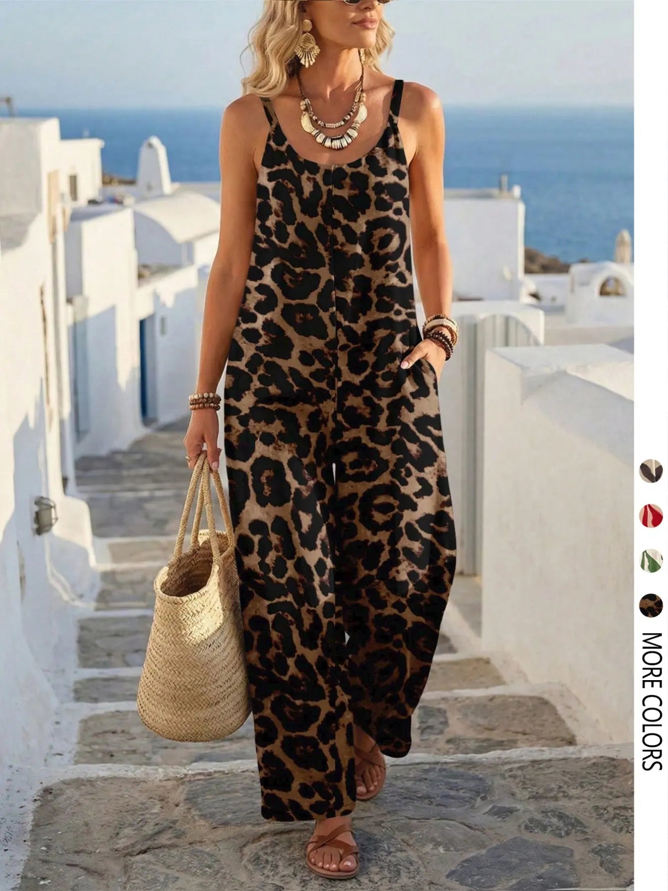 Women's Casual Chic Bohemian Printed Loose One-Piece Jumpsuit
