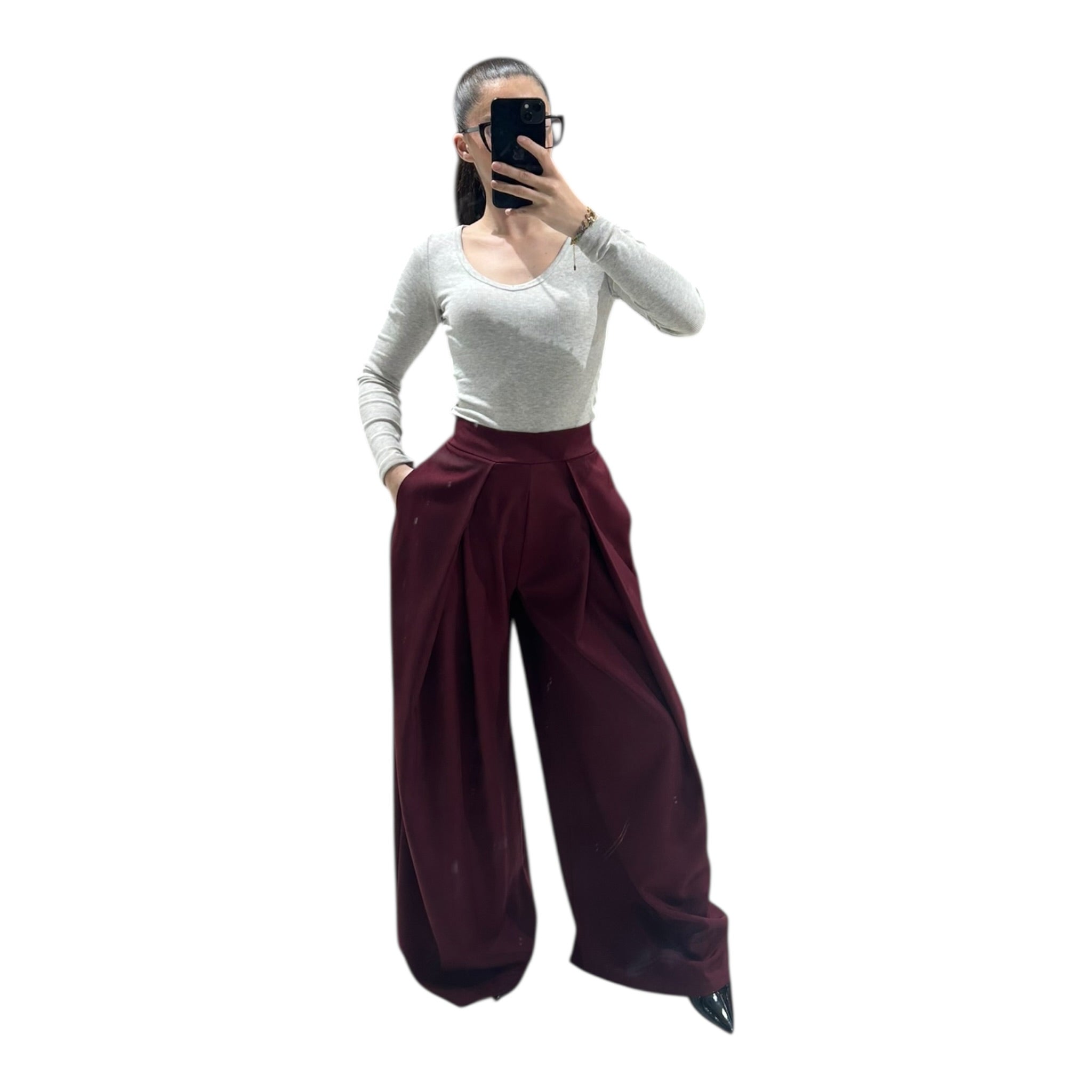 Women's Chic, Modern, High-Waisted, Flowy, Oversized Wide-Leg Trousers