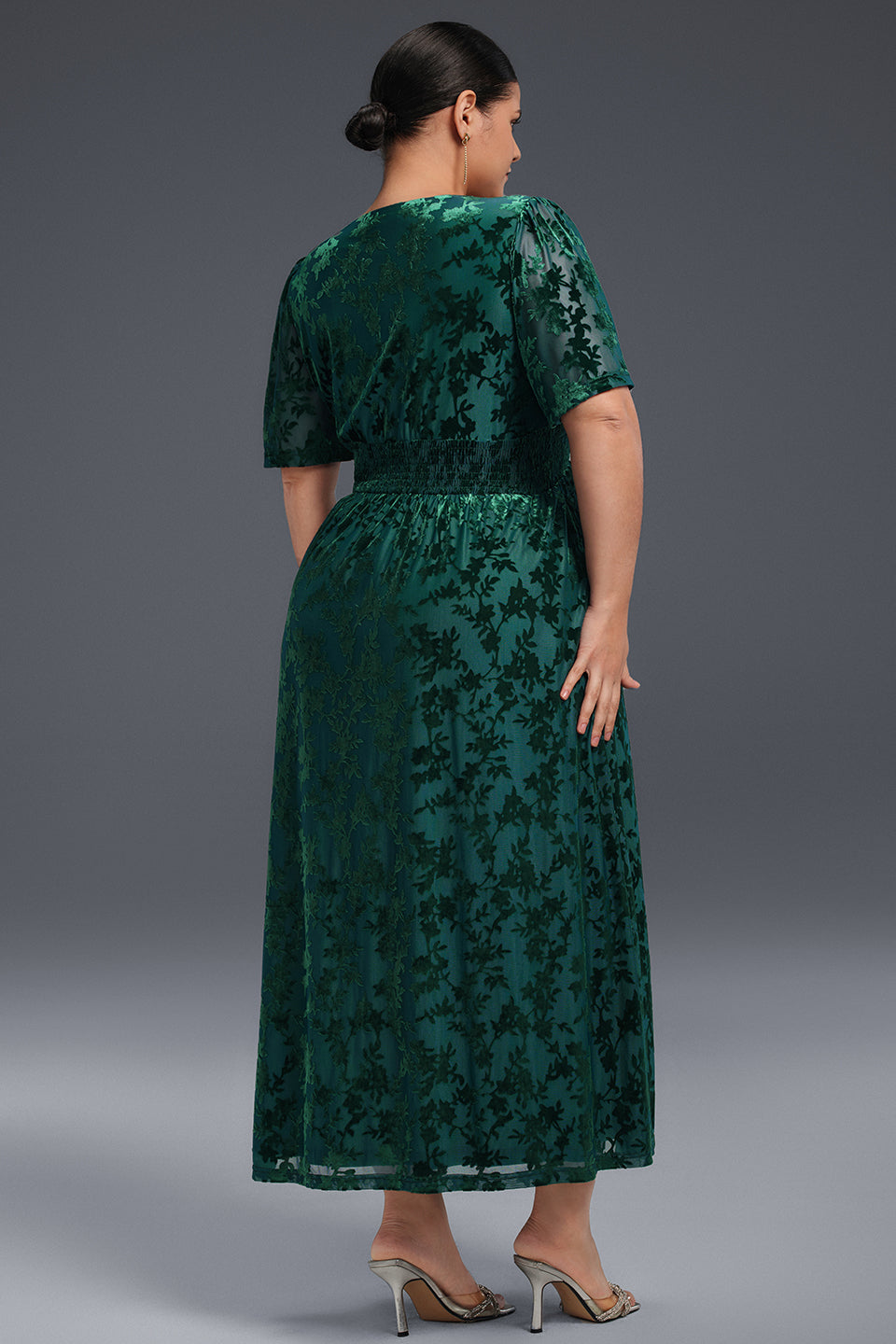 Curveins Plus Size Mauve Velvet Floral Maxi Dress