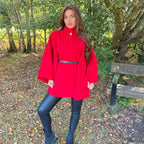 Belted Cape With Belt, High Neck with Button Fits Up To A Size30Autumn/Winter