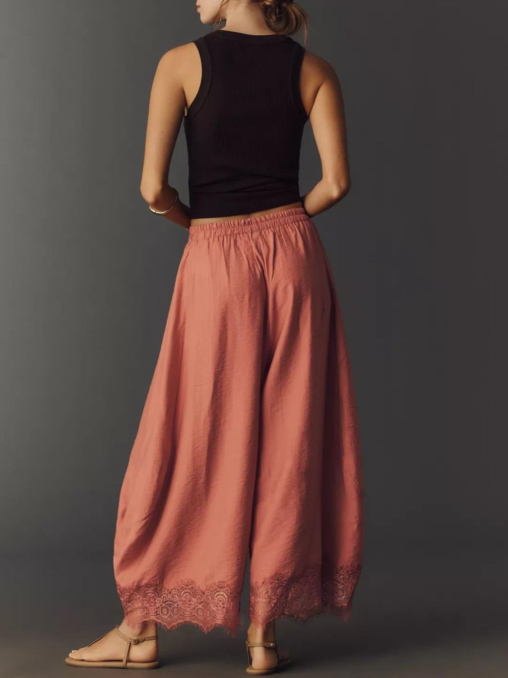 Women's Casual Pocket Elastic Waist Long Pants
