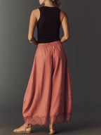 Women's Casual Pocket Elastic Waist Long Pants