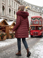 Women's Casual Hooded Waterproof Cotton Jacket, Lightweight Down Coat with Pockets, Loose Fit Thick Fabric for Fall & Winter