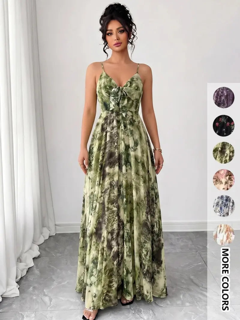 Women's floral print camisole dress, casual boho A-line dress for beach and vacation, women's summer dress