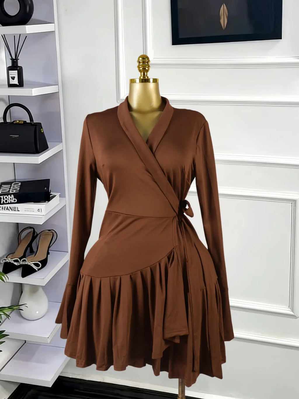Women's Tie-Dye Print Flare Long Sleeve Dress