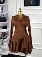 Women's Tie-Dye Print Flare Long Sleeve Dress