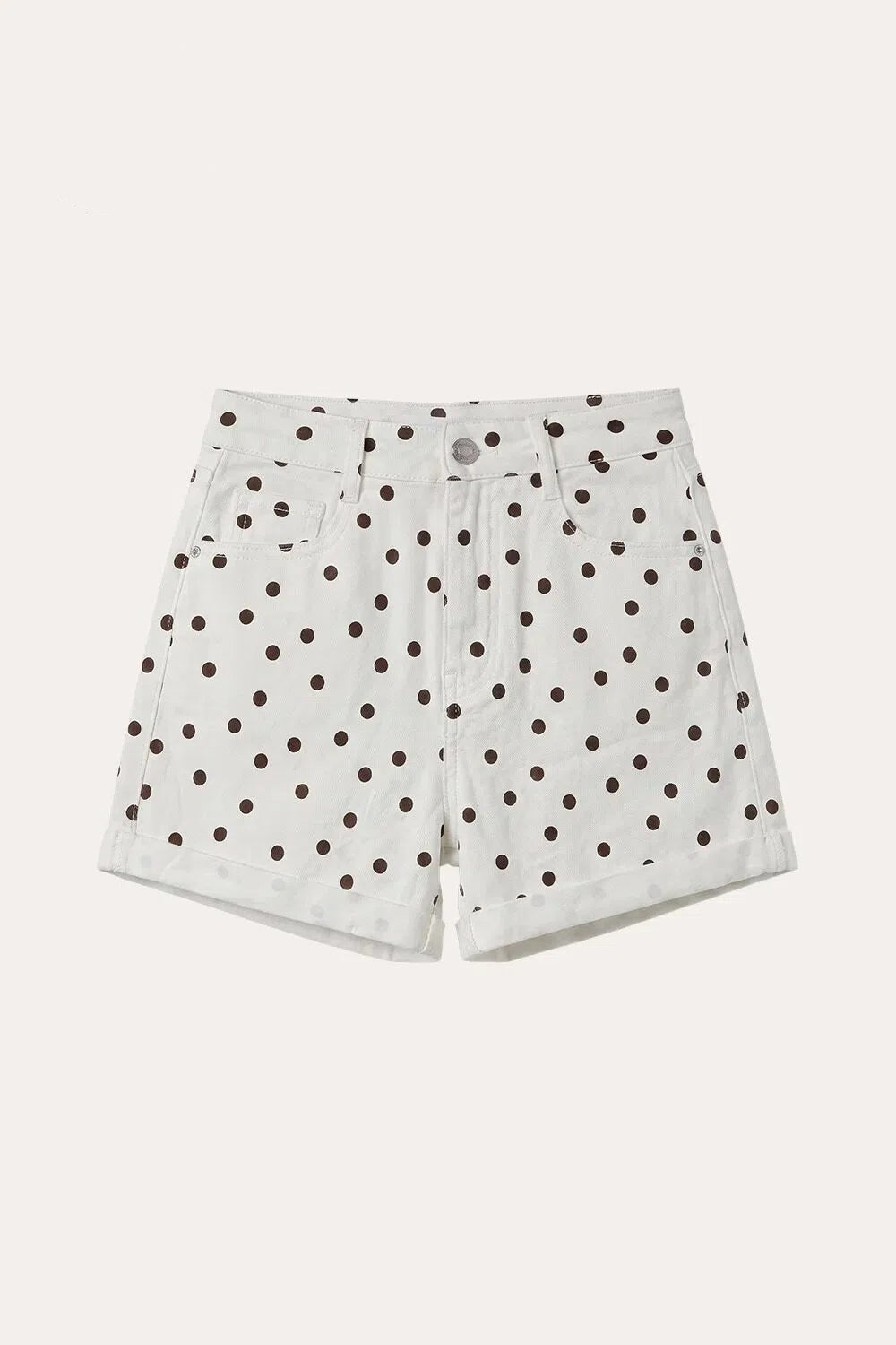 Women's stretch high-waisted rolled-up denim shorts