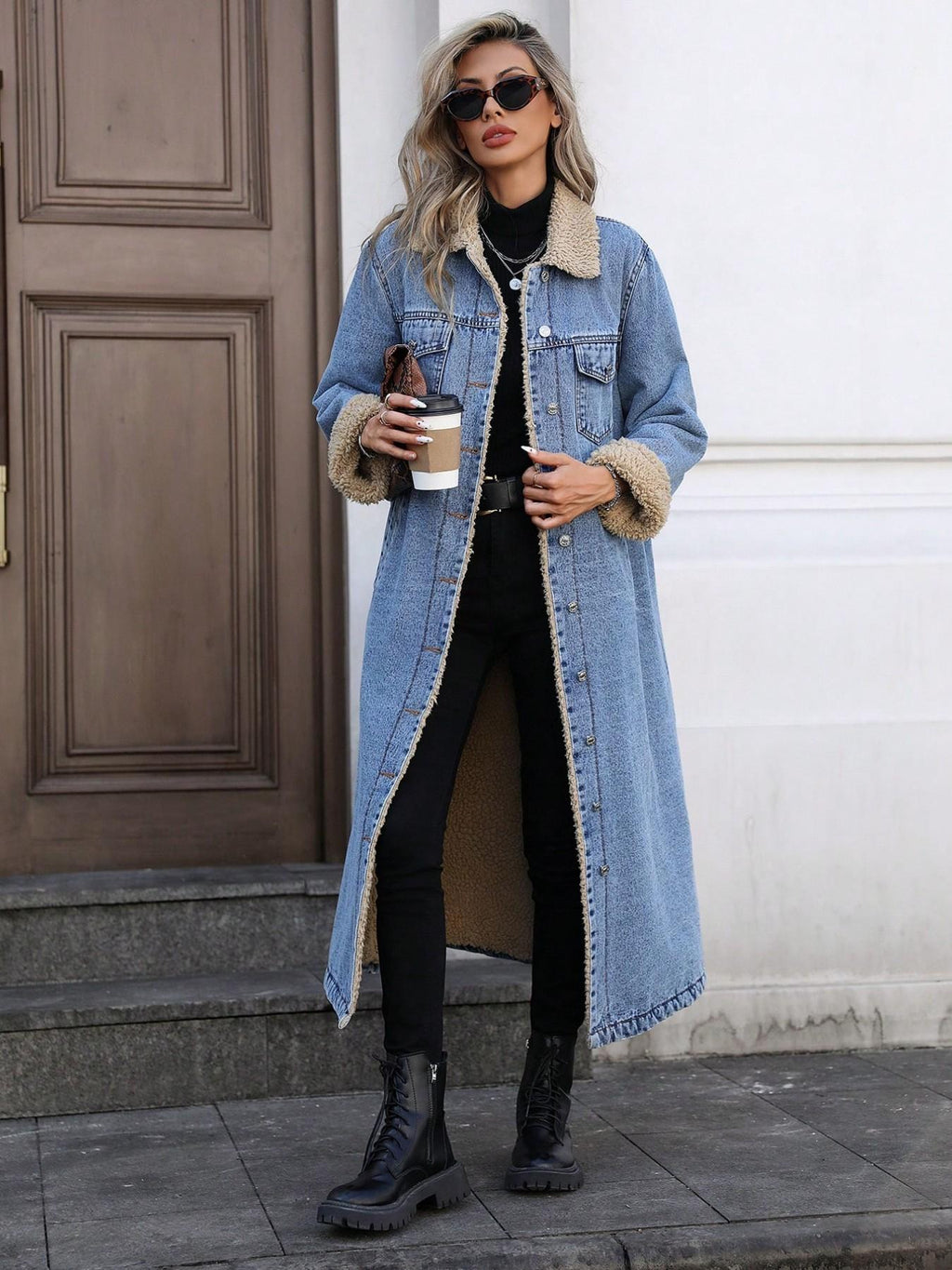 Women's Fall Winter Basic Chic Fashion Long Denim Jacket