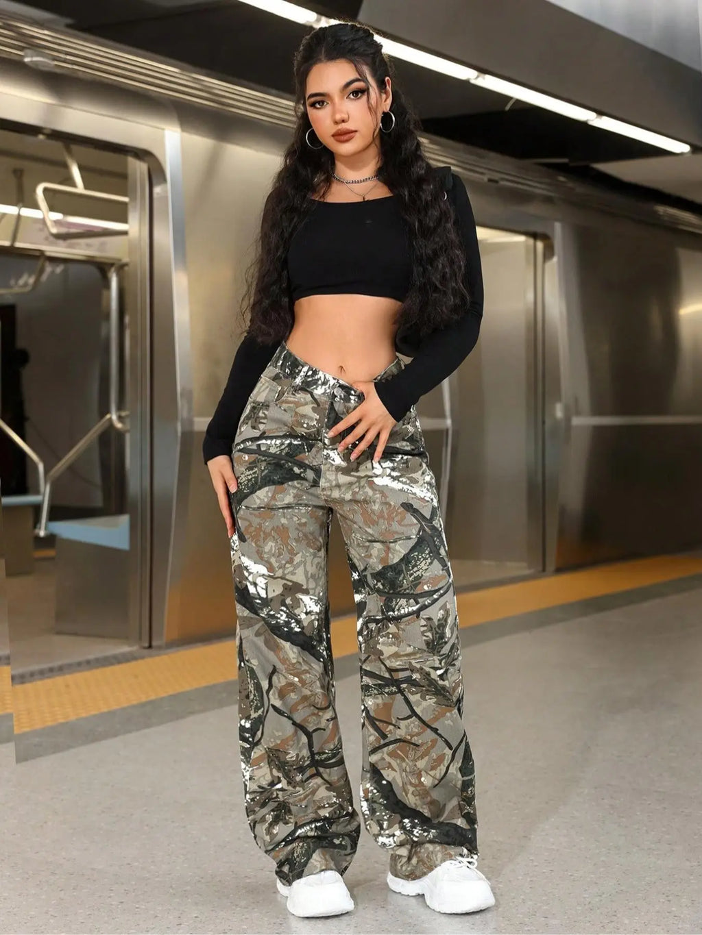 Women's Leopard Print Wide-Leg Oversized Pants