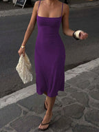 Women's Basic Solid Color Bodycon Slip Dress