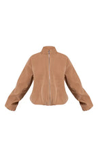 Mushroom Faux Suede Bomber Jacket