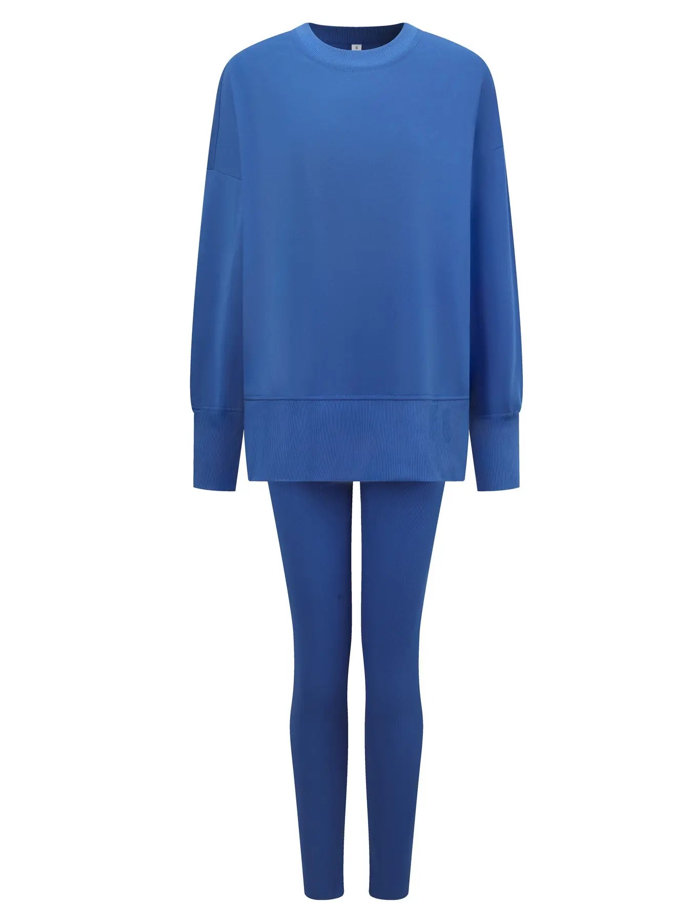 Women's Solid Drop Shoulder Split Hem Sweatshirt & Pants Two-piece Set