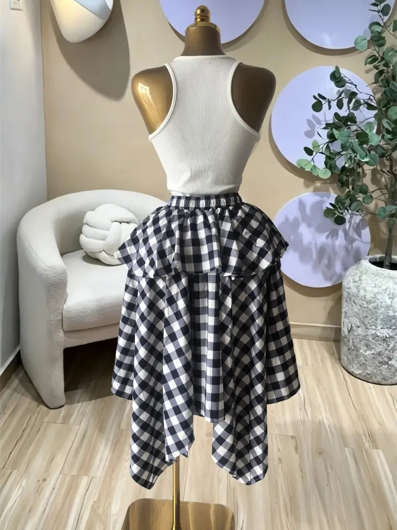 Women's Sleeveless Knit Tank Top and Asymmetrical Skirt Set