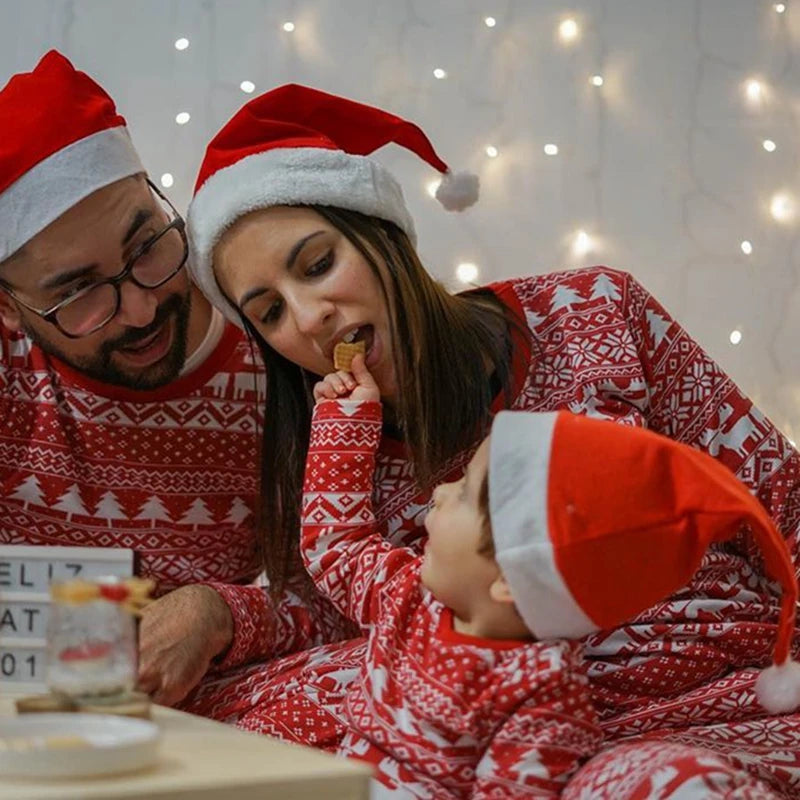 Red Long Sleeve Matching Family Christmas Pyjamas