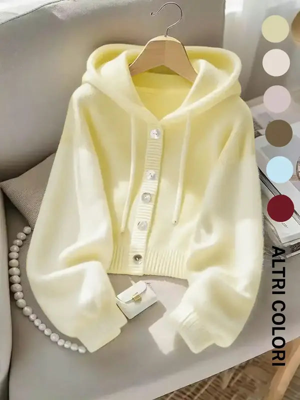 Autumn Winter New Soft Comfortable Hooded Sweatshirt Jacket, Lazy Style Unique Design Casual Fashion Knit Cardigan, Elegant Long Sleeve Top