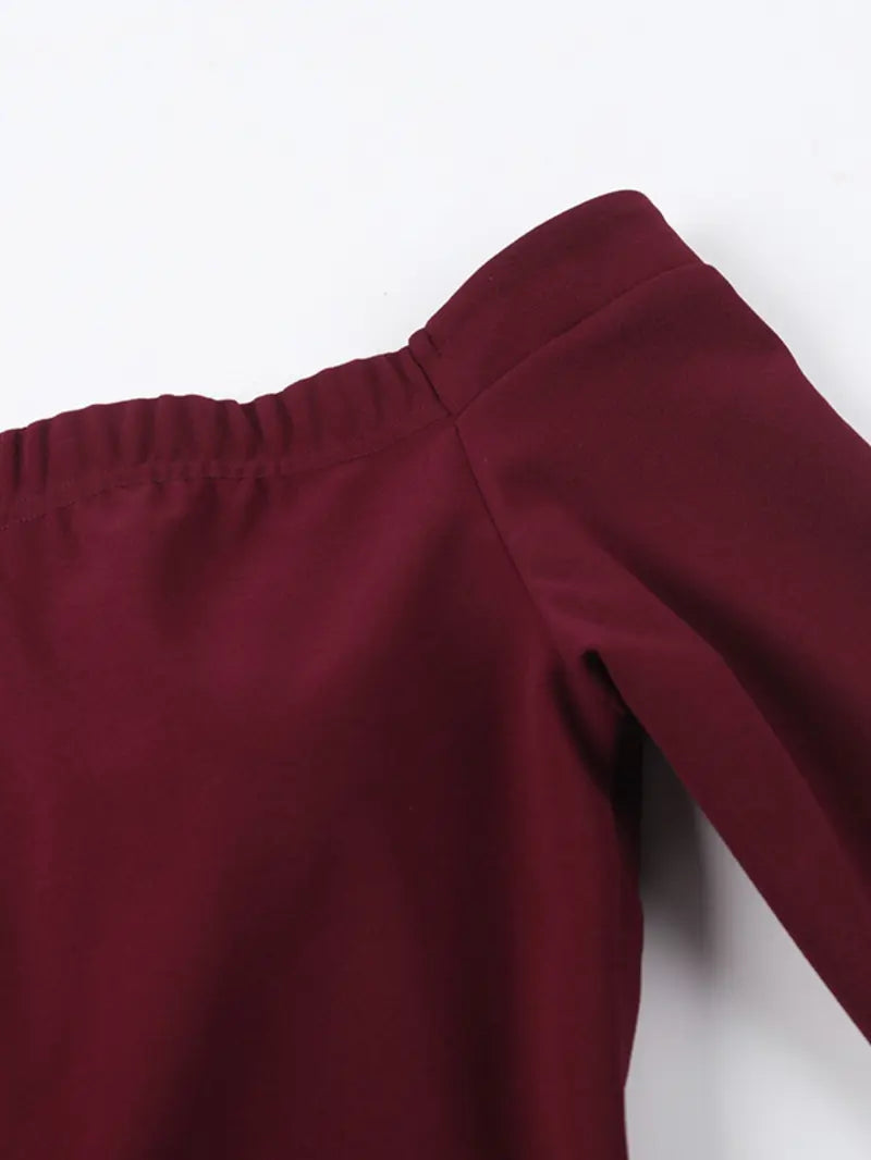 Women's Plain Off Shoulder Dress, Elegant Long Sleeve A Line Dress for Party Holiday Wedding Guest, Ladies Spring & Fall Clothes