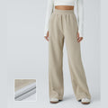 High Waisted Side Pocket Straight Leg Mop Corduroy Casual Pants