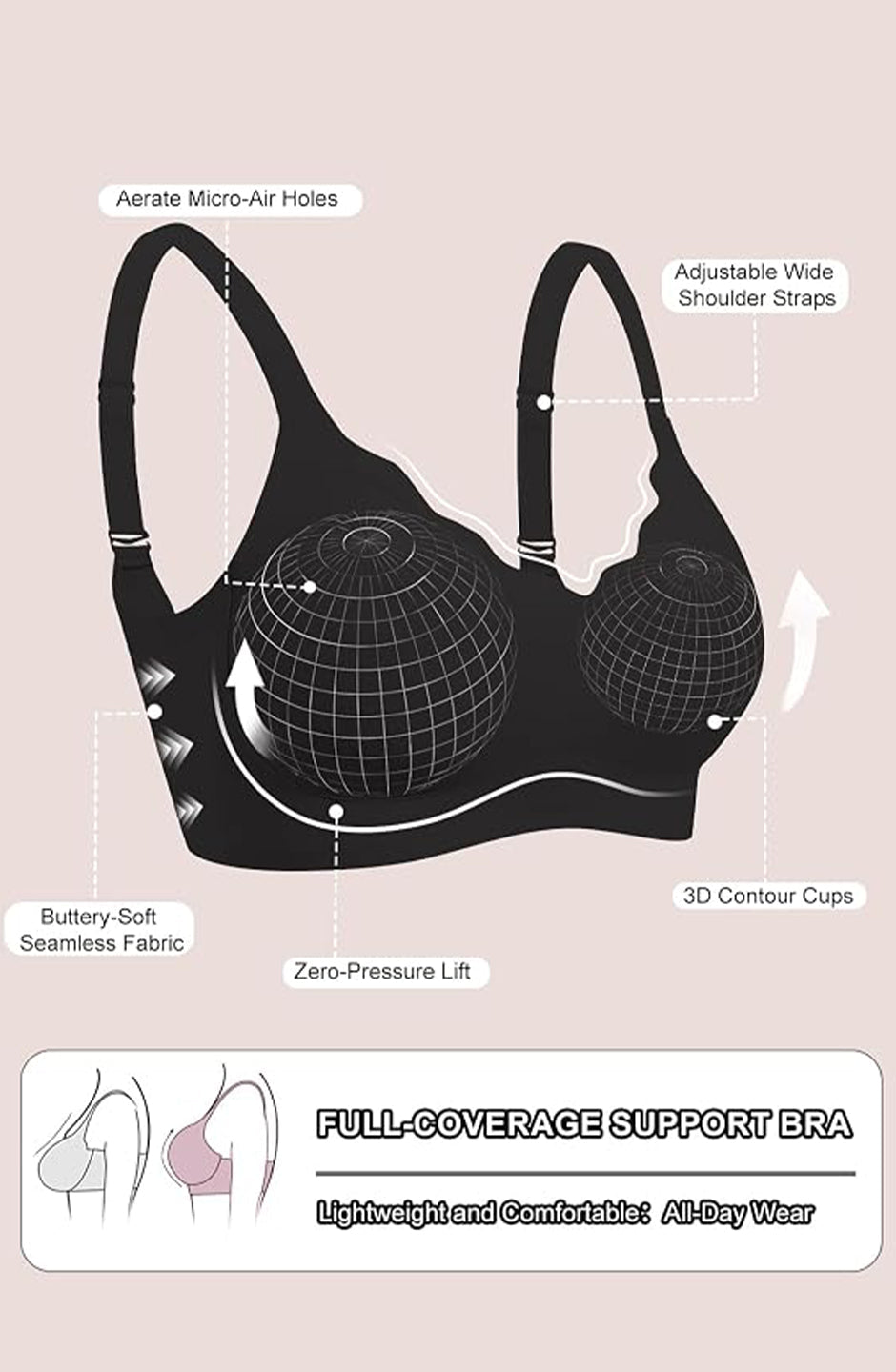 Curveins Ruffle Jelly Bra No Underwire Seamless Push Up Support Comfortable Wireless Everyday Bra
