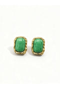 Curveins Elegant Chic Square Green Stone Earrings