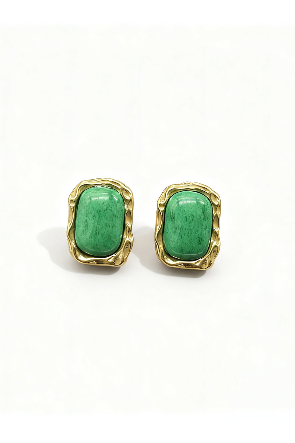 Curveins Elegant Chic Square Green Stone Earrings