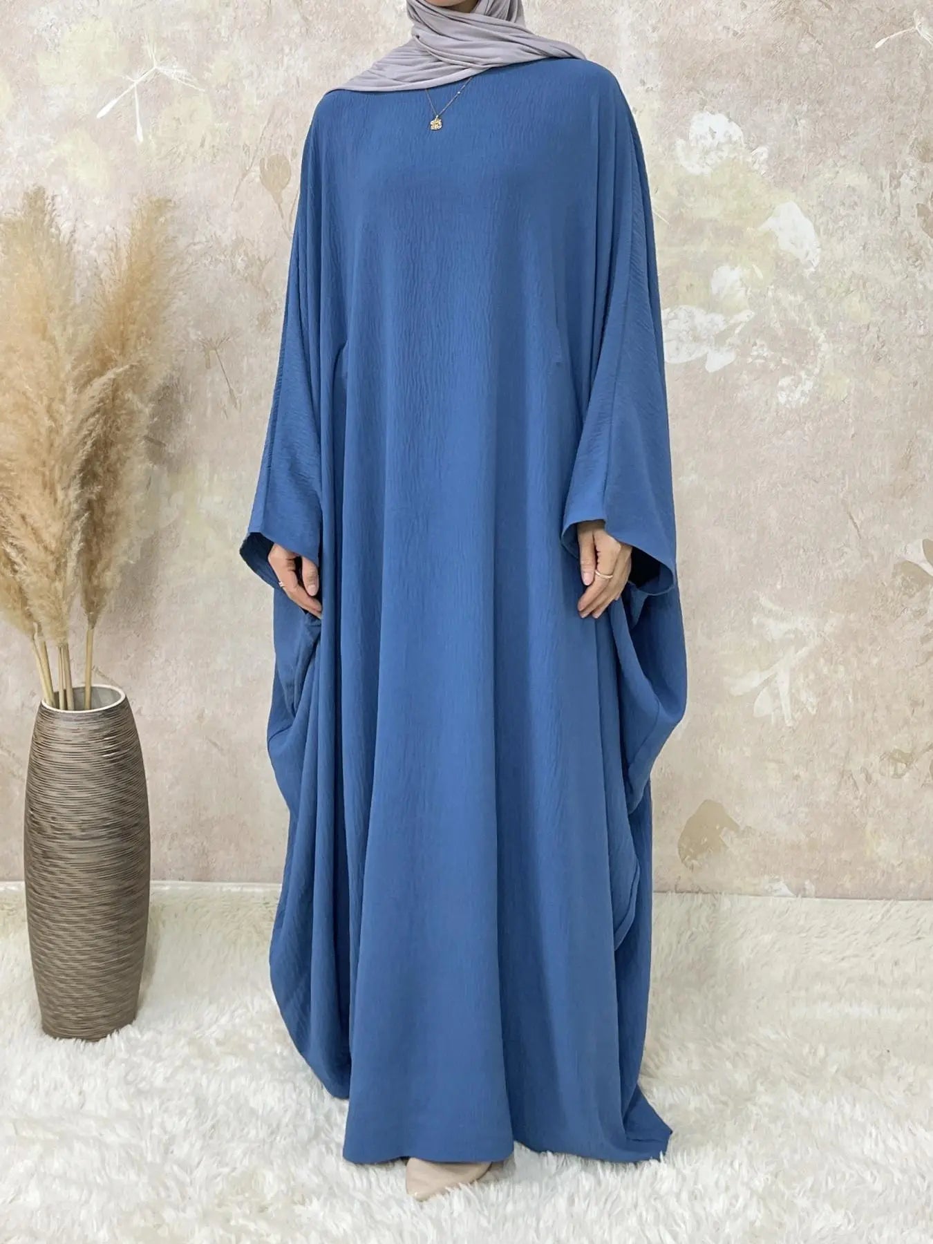 [Plus Size] Women's Solid Color Abaya, Modest Round Neck Long Sleeve Dress for Daily Wear, Ladies Islamic Clothing for All Seasons