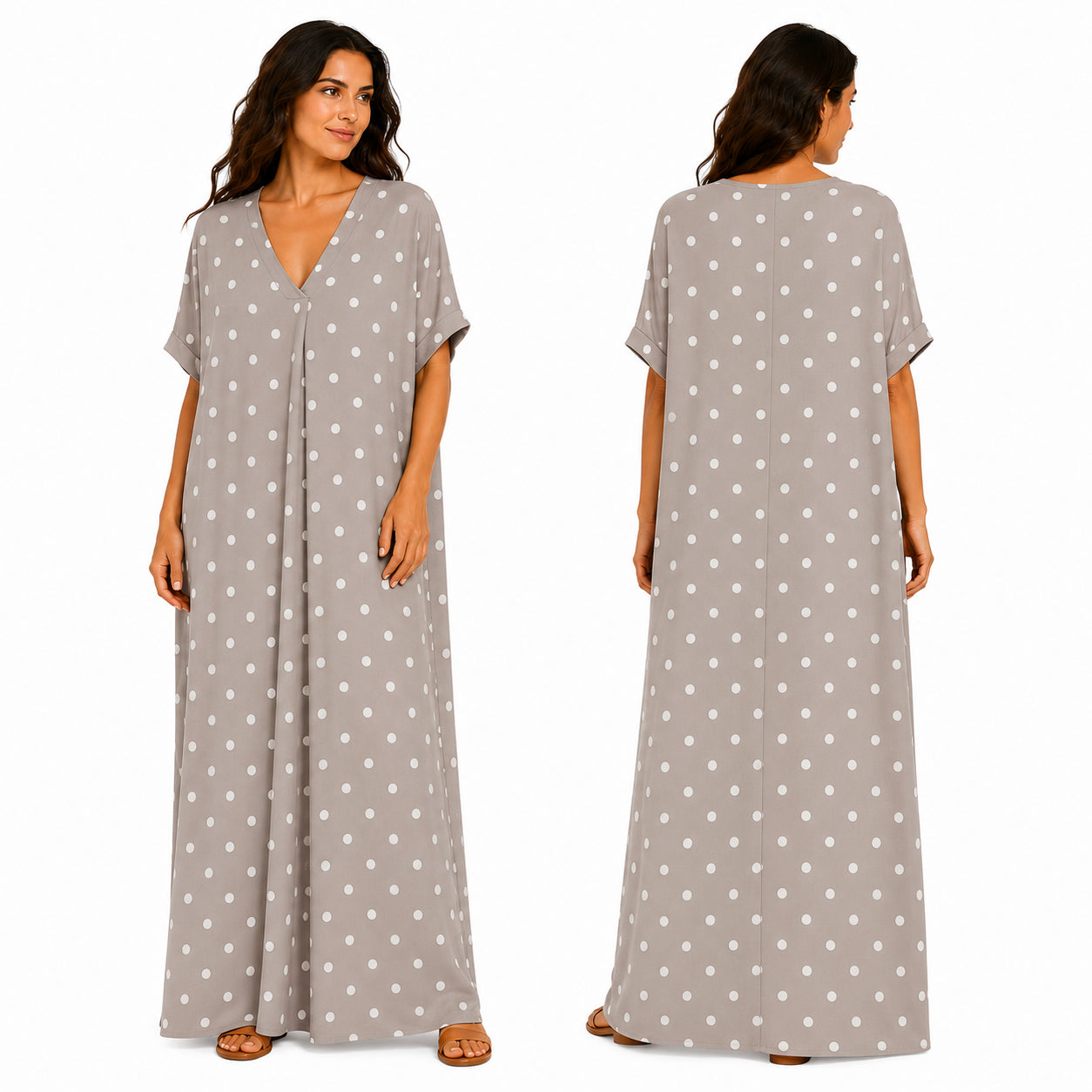 Robe Longue Oversize Femme à Pois Coupe Fluide Chic Été