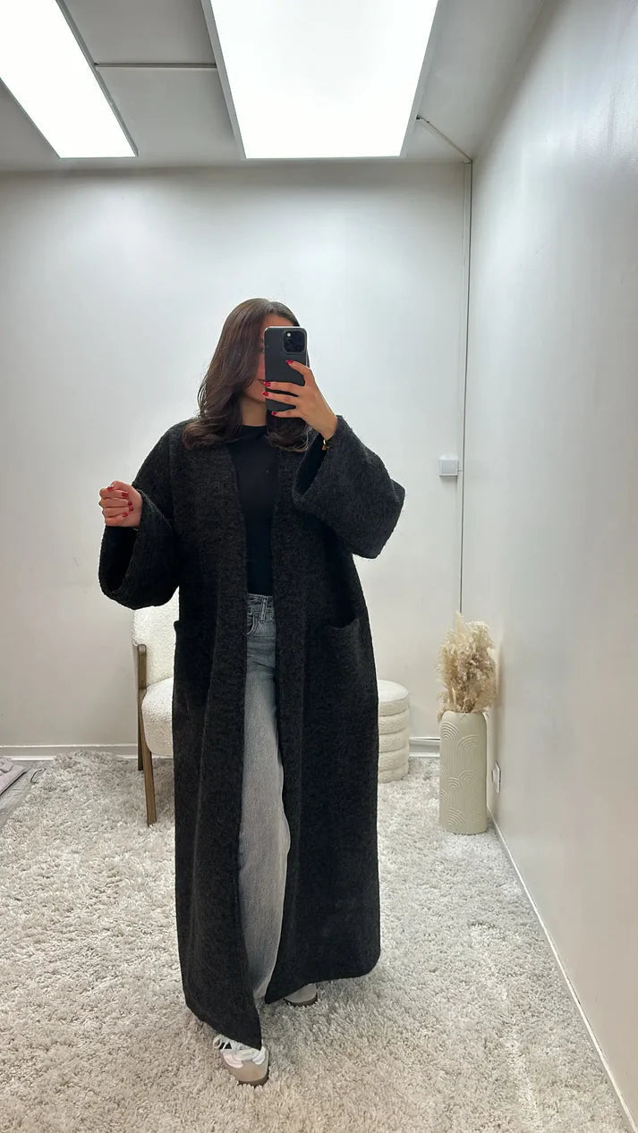 Oversized Coat Straight Fit with Two Pockets for Women